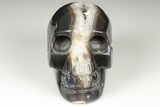 Polished Banded Agate Skull with Quartz Crystal Pocket #190459-1